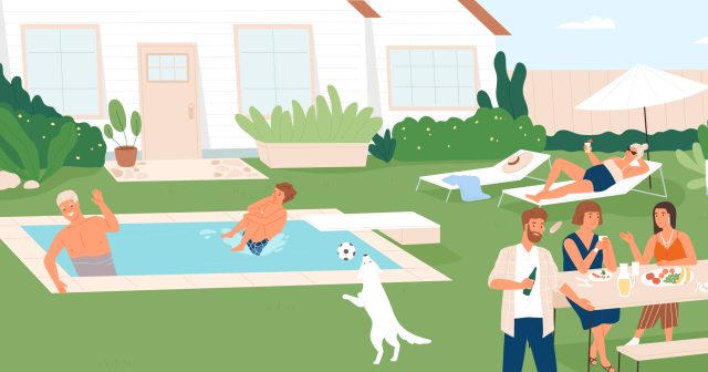 pool safety tips for your home - a family around a pool